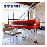 Piano à queue transparent haut de gamme en acrylique cristallin de luxe avec planche sonore en bois massif pour concerts professionnels et décoration de villa