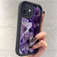 Excellente coque de téléphone portable antichoc en TPU avec motif floral violet et protection d'objectif en forme d'échelle pour iPhone 12 13 14 15 16 17 18 Pro Max