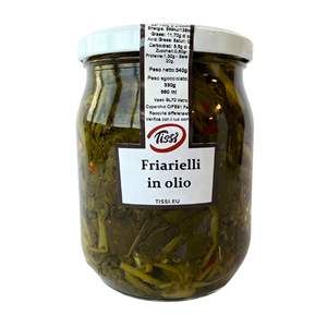 Salsa Italiana para Ensaladas Friarielli Tissi con Aceite, Frasco de Vidrio de 580 ml, Paquete de 6 Unidades, Refrigerado, S.A.TOS S.P.A. - Product Image 1