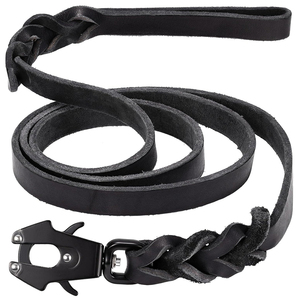 Pet Dog Leash Leather 4/5/6FT Durable Solid <b>Small</b> Medium Dogs Cats Training Walking Lead Hands Free Buckle Tactical - Product Image 2