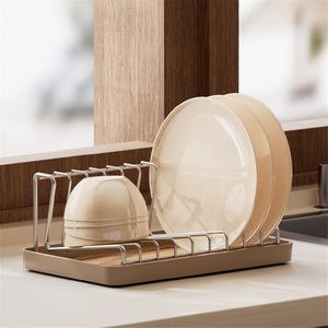 Modern Standing Type Stainless Steel Kitchen Dish Rack with Drain Bowl and Water Tray for Countertop Storage and Drying - Product Image 1