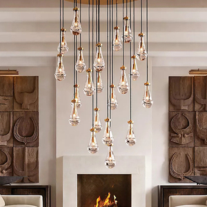 Cozee Lighting Nordic Brass Metal Water Drop Shape Chandeliers pendant Lights <strong>Rain</strong> drop crystal <strong>lamp</strong> Vintage Antique lighting - Product Image 6
