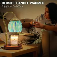 Lampe chauffe-bougie avec minuterie, variateur d'intensité, hauteur réglable, en verre soufflé artistique, 2 ampoules, cadeau d'anniversaire, de mariage, décoration d'intérieur