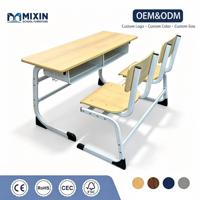 Nouvelle conception de bureau d'école moderne à deux places, table d'examen pour deux personnes avec tiroir de rangement, mobilier éducatif