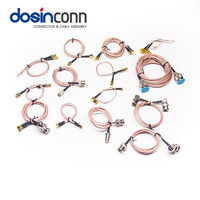 Konektor SMA Female 2 Lubang Flens ke Konektor MMCX Plug Male Bersudut dengan Kabel Koaksial RF RG178 RG316, Steker Listrik Male Female
