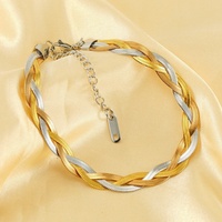 Lincy INS mode Simple 3 couches chaîne à chevrons collier torsion plat serpent titane acier colliers Bracelet ensemble de bijoux