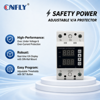 Protecteur de surtension et de sous-tension réglable CNFLY 40A 63A 80A 100A VA sur rail DIN avec double affichage