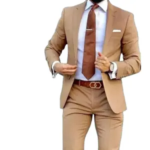 Men 2 Piece Suit Light Brown Tuxedo Perfect For Wedding Dinner Groom suits Bespoke suit For Men formal for man