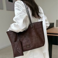 Sac fourre-tout vintage urbain minimaliste à porter sous le bras, avec fermoir magnétique, fermeture éclair, poche cachée, grande capacité, en cuir microfibre, à porter à l'épaule