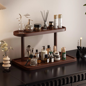 Solid Wood <b>Desktop</b> Cosmetic Organizer 3 Tier Storage Rack For Skincare Perfume Makeup Display <b>Shelf</b> - Product Image 3