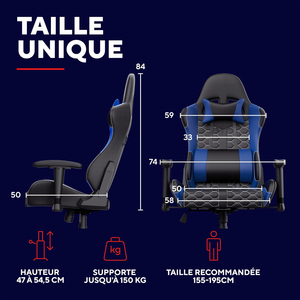 Chaise de jeu en similicuir PVC bleu de qualité supérieure, idéale pour les joueurs et les travailleurs à distance, pour des configurations de jeu professionnelles et des bureaux à domicile - Product Image 6