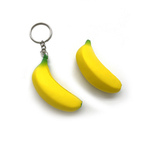 Jouets en mousse PU personnalisés, mini porte-clés fruits, banane jaune souple, jouets anti-stress, mini porte-clés alimentaire pour cadeaux promotionnels