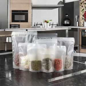 कस्टम बहुक्रियाशील जिपर लॉक पारदर्शी फ्रॉस्टेड प्लास्टिक स्टैंड पाउच कॉफी बैग ग्रेजर मुद्रित खाद्य ग्रेड प्लास्टिक बैग - Product Image 2