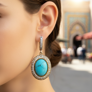 Authentic Silver <b>Earring</b> Turquoise Stone <b>Earring</b> Turkish Wholesale 925 Sterling Silver Jewelry - Product Image 3