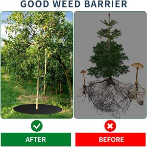 Anneau de paillis en feutre non tissé pour arbre, tapis rond anti-mauvaises herbes, protection réutilisable pour l'aménagement paysager, base de protection pour la protection des racines des mauvaises herbes - Product Image 3