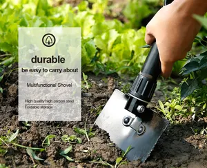 Baja karbon multifungsi portabel pegangan lipat alat penggali tangan taman sekop pertanian dengan tas nilon