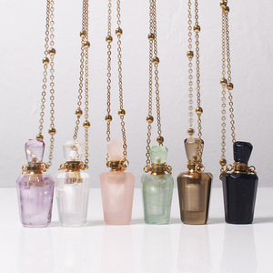 Haute qualité véritable cristal clair bouteille de <span class=keywords><strong>parfum</strong></span> pendentif <span class=keywords><strong>parfum</strong></span> bijoux huile essentielle bleu <span class=keywords><strong>grès</strong></span> flacon collier pour les femmes - Product Image 1