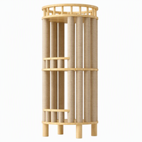 Tour à gratter cylindrique pour chat Kate Paradise F, multi-niveaux, en bois massif et sisal naturel, 101 cm, avec balustrade supérieure circulaire complète