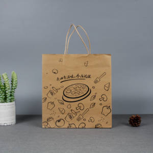 Sacs en papier kraft recyclables personnalisés en gros, imprimés en usine, sacs de shopping privés - Product Image 2