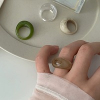 Bagues empilables minimalistes en résine acétate effet écaille de tortue, collection acrylique plate, bijoux tendance, cadeau pour femme