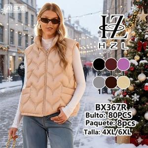 Chaleco Acolchado para Mujer con Logotipo Bordado, Cierre Frontal con Cremallera, Cortavientos, Prenda Exterior Informal, 100% Poliéster, Largo Regular, Color Sólido - Product Image 3