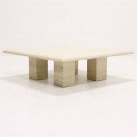 Table basse en marbre travertin au design moderne et tendance, table de salon, base de table sphérique en pierre, table basse en travertin