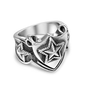 Star <b>Ring</b> <b>Titanium</b> Steel <b>Men</b> Punk Retro Jewelry SA970 - Product Image 5