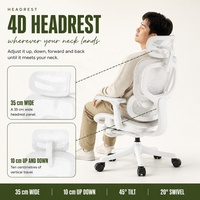 Chaises de bureau ergonomiques modernes et confortables avec accoudoirs 3D pivotants, appui-tête réglable et hauteur réglable, entièrement en maille