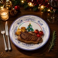 Assiettes en papier jetables haut de gamme pour fêtes de Noël, vaisselle festif, dorure à chaud, festonnées, 450 g/m², robustes, fournitures pour événements à domicile