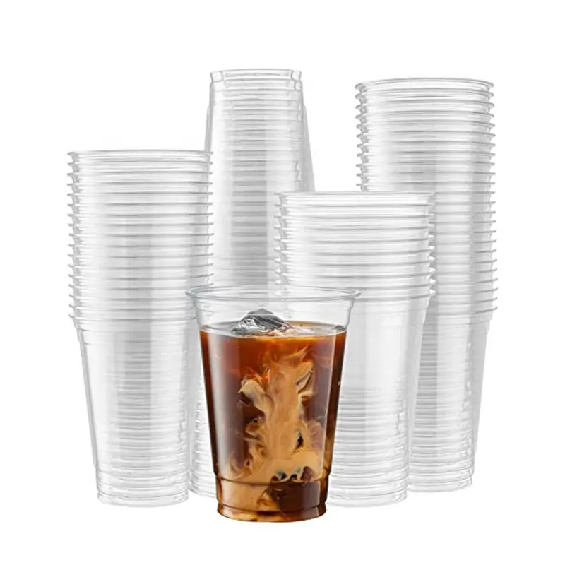Impression de Logo personnalisé 12oz 16oz 20oz 24oz PET tasses en plastique jetables pour sortir les boissons froides jus de fruit tasses à café avec couvercles