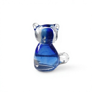 Figura de Gato de Cristal Hecha a Mano, Decoración de Cristal Azul con Forma de Animal, Adorno Moderno para Mesa del Hogar, Regalo, Recuerdo - Product Image 1