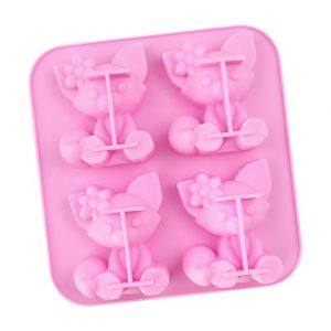 Moule en silicone écologique à 4 cavités en forme de renard mignon pour savon, bougie, gâteau, réutilisable, outil de cuisson fait main, OEM/ODM - Product Image 3