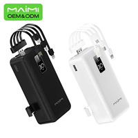 Batterie externe portable Maimi OEM 30000mAh avec câbles intégrés et support de téléphone, chargeur de batterie externe haute capacité pour la vente en gros