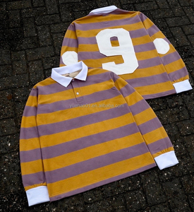 <span class=keywords><strong>Polo</strong></span> en coton personnalisé brodé, col <span class=keywords><strong>polo</strong></span>, manches longues, coupe ample, tricoté, rayé, pour homme - Product Image 2