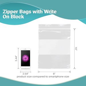 White Block Zipper <b>Bags</b> 8 X 10 4 Mil Thick Plastic Storage <b>Bags</b> For Kitchen Food Container Neatening Storage 1000 Pack - Product Image 3