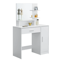 Nouvelle coiffeuse de luxe en bois blanc avec miroir, design contemporain, adaptable à tous les styles de décoration