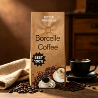 Sachet de café à valve à soudure quadruple imprimé en héliogravure personnalisé, en feuille PE, pour sachet stand-up, matériaux recyclés pour grains torréfiés et café moulu