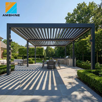 Pergola rétractable motorisée moderne en aluminium avec toit à lamelles imperméable, bioclimatique, pour terrasse extérieure, gazebo, auvent pour restaurant