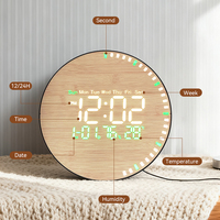 Horloge murale numérique à affichage LED grand format en bambou, avec télécommande, pour la décoration moderne de la chambre à coucher, EMAF