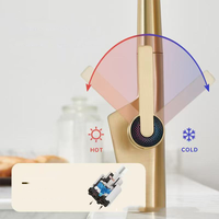 Robinet de lavabo thermostatique en laiton de qualité, à montage sur comptoir, avec douchette extractible, design moderne, eau chaude/froide