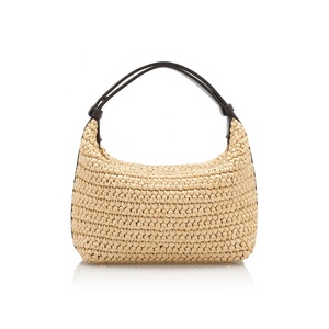 Bolso de Hombro de <span class=keywords><strong>Rafia</strong></span> Tejido a Mano Personalizado con Asa de Cuero, Bolso de Mano Ecológico de Ratán para Mujer, de Lujo - Product Image 2