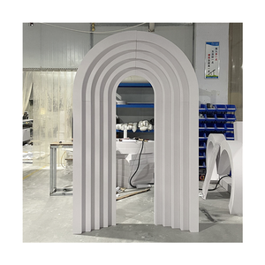 Moderne Aangepaste Pvc Acryl Roze Witte Rimpel Boog Baby Shower Verjaardagsfeestje Achtergrond Podium Voor Bruiloft Evenement Decoraties - Product Image 1