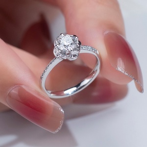 Anillo de Diamante de Laboratorio Messi Jewelry MSR-1177 PT950, Corte Brillante Redondo, Anillo de Compromiso, Alianza de Boda, Anillo Clásico, Anillo de Regalo - Product Image 3