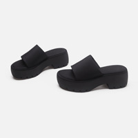 Vente en gros de pantoufles à fond épais XINZI RAIN Sandales à plateforme pour femmes à bout ouvert en cuir artificiel noir