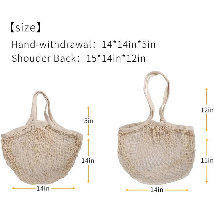 Custom Eco Friendly Recyclable 100% Cotton Shopping Tote Net Mesh Bags for Foods Fruit Vegetable