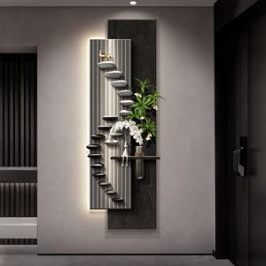 Pintura Decorativa de Lujo para Entrada de Casa, Fondo con Textura de Arenisca, Mural 3D Avanzado con Lámpara, Arte Mural - Product Image 5