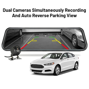 Hongrui 10 inch màn hình cảm ứng dòng phương tiện truyền thông Xe DVR Dash Cam ống kính kép Xem phía sau gương tự động cam ghi video <span class=keywords><strong>Camera</strong></span> HD - Product Image 3