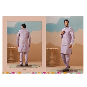Pyjama Kurta pour hommes de qualité supérieure avec Koti en soie de viscose pour un usage décontracté et traditionnel d'Inde - Product Image 1