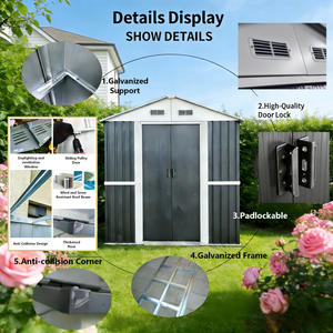 Caseta de Jardín Grande, Portátil, Ecológica, de Acero Galvanizado Resistente, con Doble Puerta, a Prueba de Decidencia, Duradera - Product Image 6