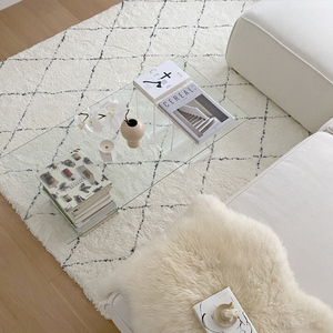 Tapis nordique blanc en peluche pour porte et velours, moquette de chambre à coucher, de salon, grand - Product Image 3